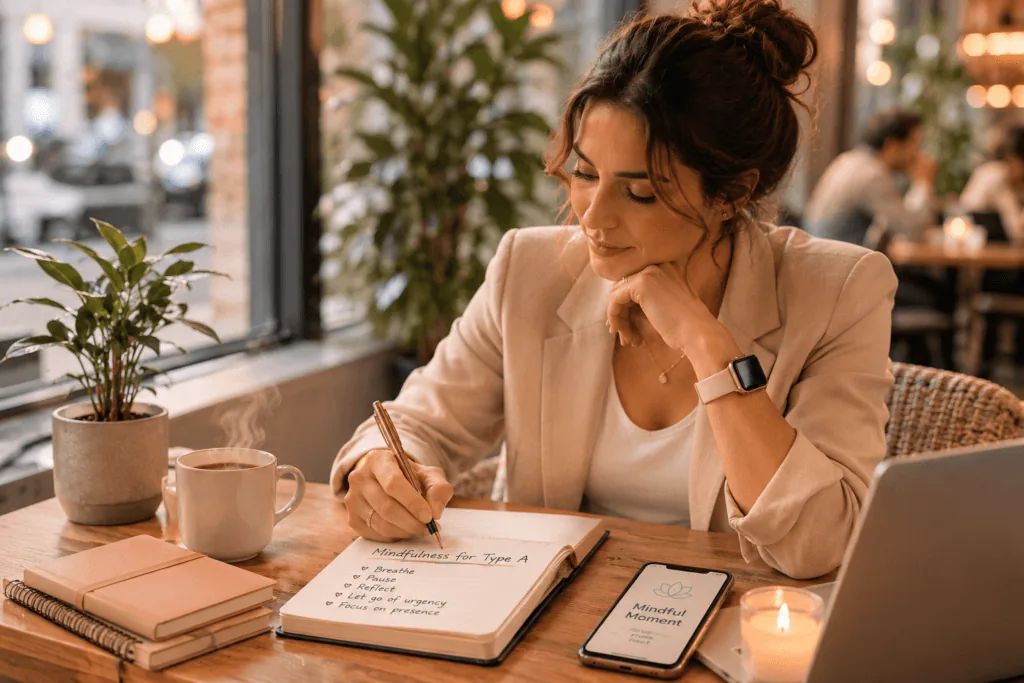 High-achiever journaling as part of a mindfulness for Type A personality practice