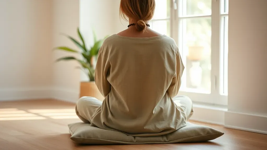 A person sitting quietly in soft morning light during a short meditation